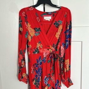 Anthropologie red high low dress